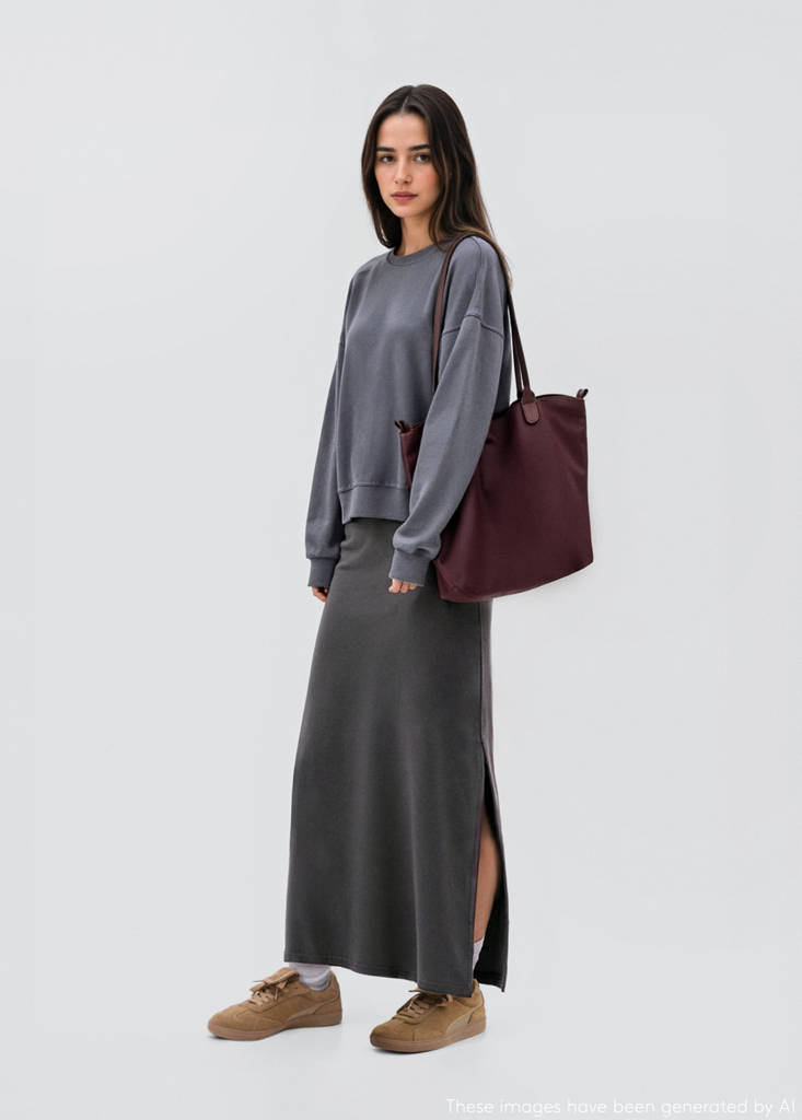 Slit long skirt — Charcoal