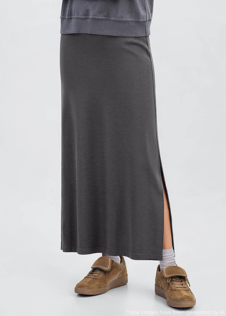 Slit long skirt — Charcoal