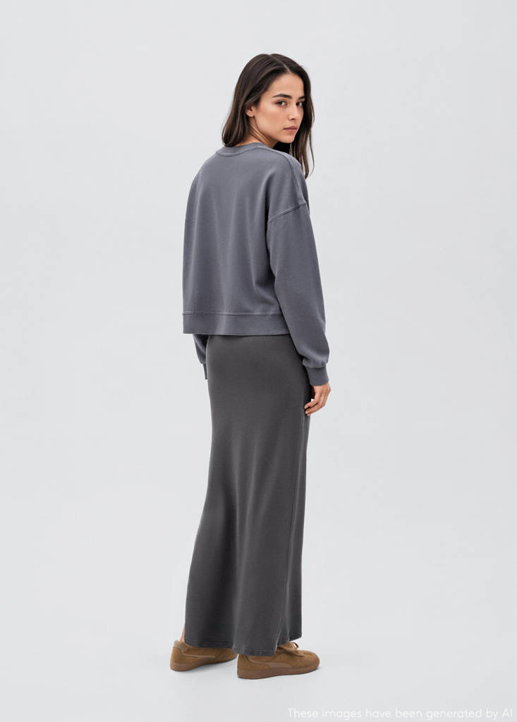 Slit long skirt — Charcoal