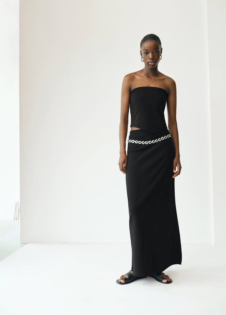 Slit long skirt — Black
