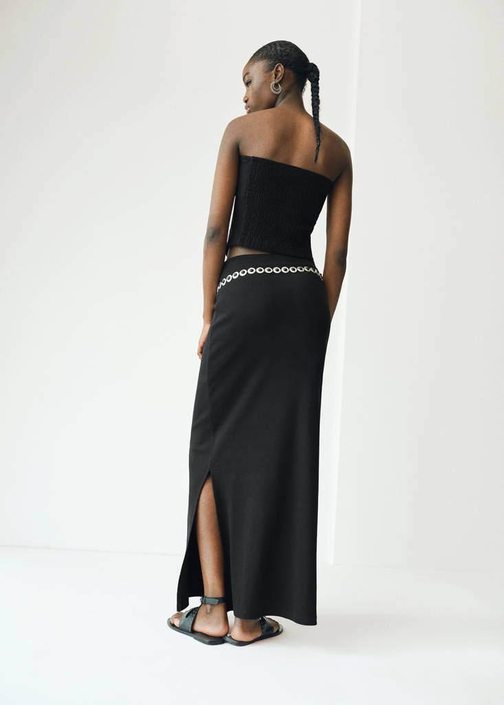 Slit long skirt — Black