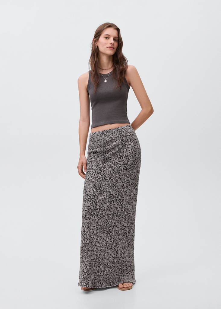 MANGO TEEN - Jupe longue fleurs noir - XS - Fille Teen