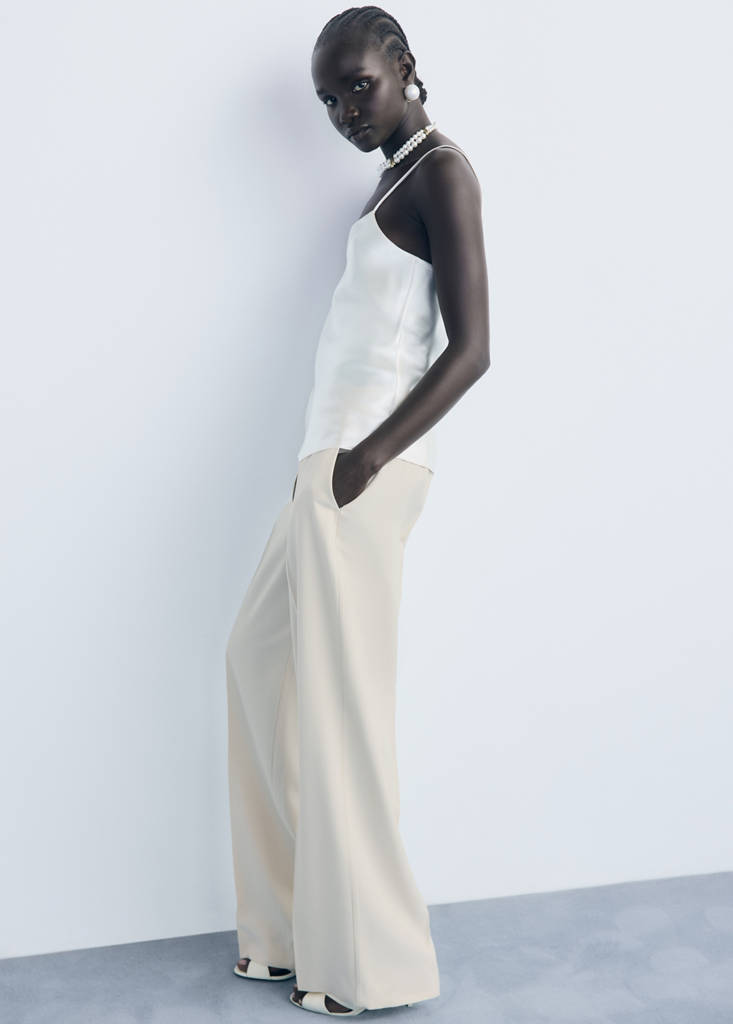 Straight mid-rise trousers — Ecru