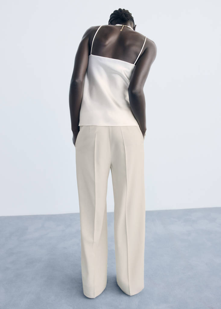 Straight mid-rise trousers — Ecru