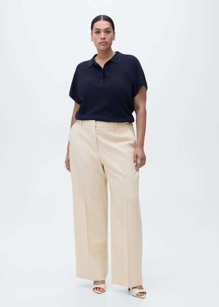 Straight mid-rise trousers — Ecru