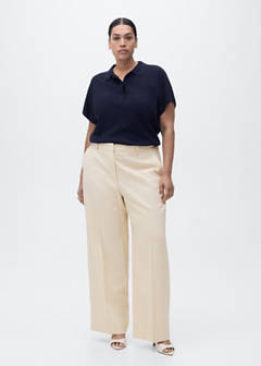 Straight mid-rise trousers — Ecru 6