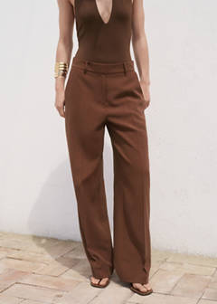 Straight mid-rise trousers — Brown 1