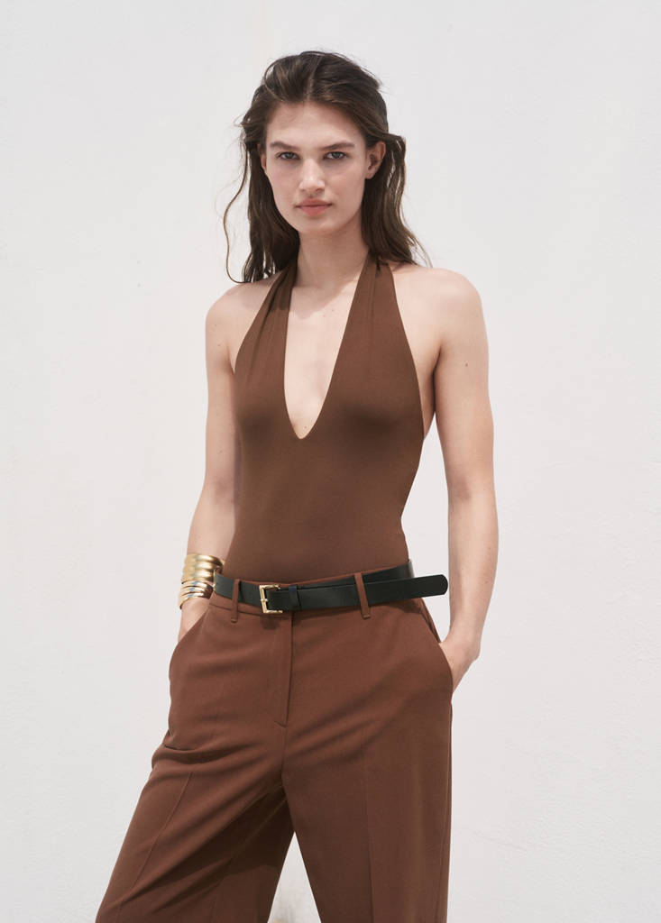 Straight mid-rise trousers — Brown
