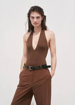 Straight mid-rise trousers — Brown 4