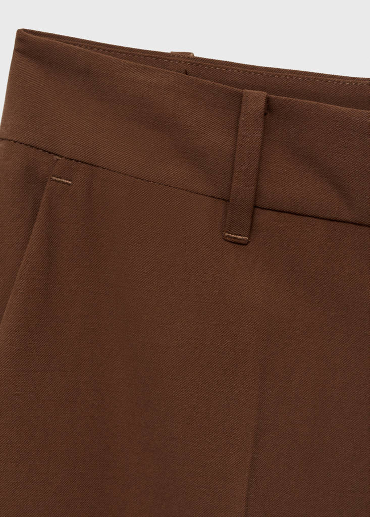 Straight mid-rise trousers — Brown