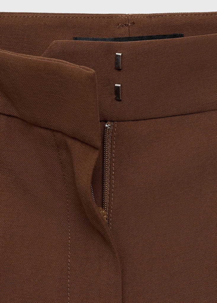 Straight mid-rise trousers — Brown