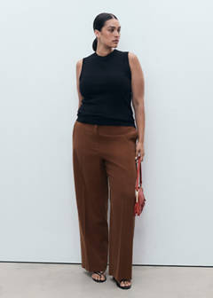 Straight mid-rise trousers — Brown 6