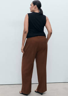 Straight mid-rise trousers — Brown 7