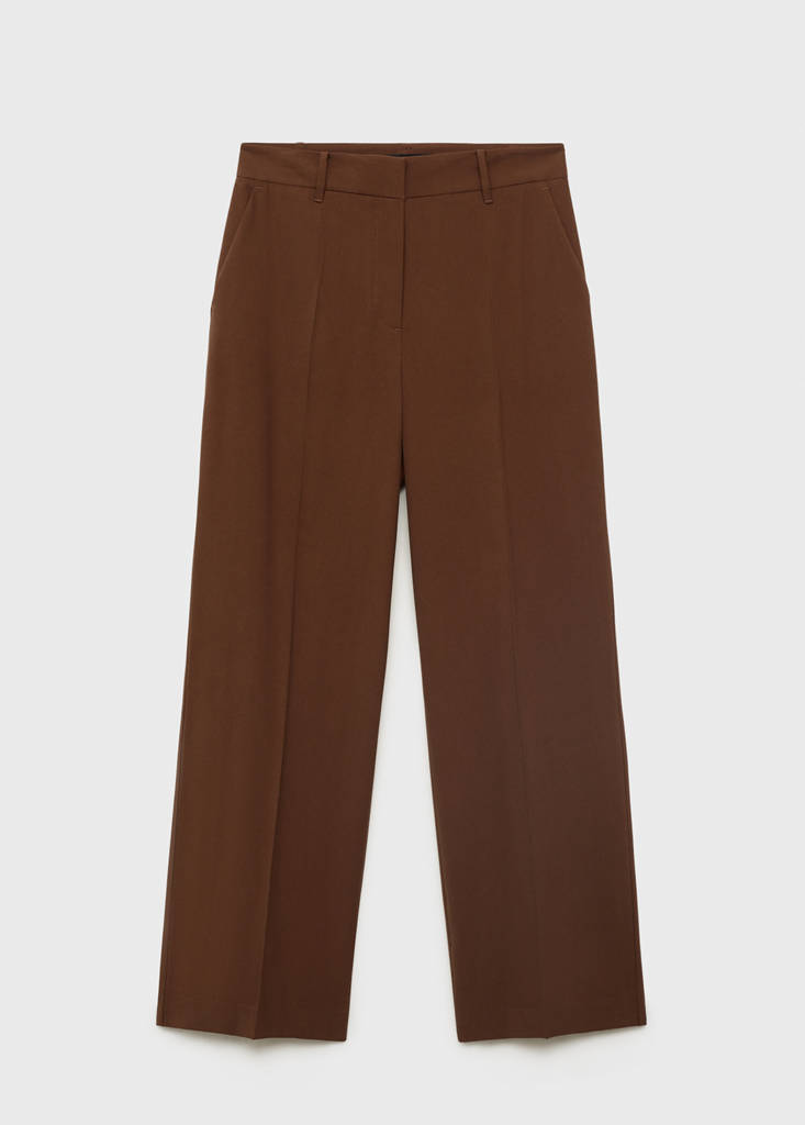 Straight mid-rise trousers — Brown