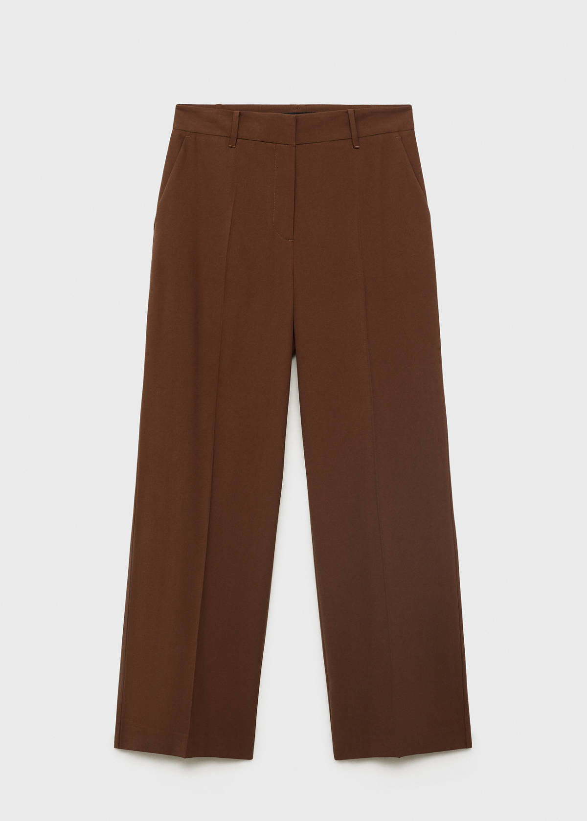 Straight mid-rise trousers — Brown