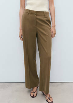 Straight mid-rise trousers — Khaki 1