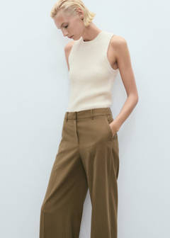 Straight mid-rise trousers — Khaki 4