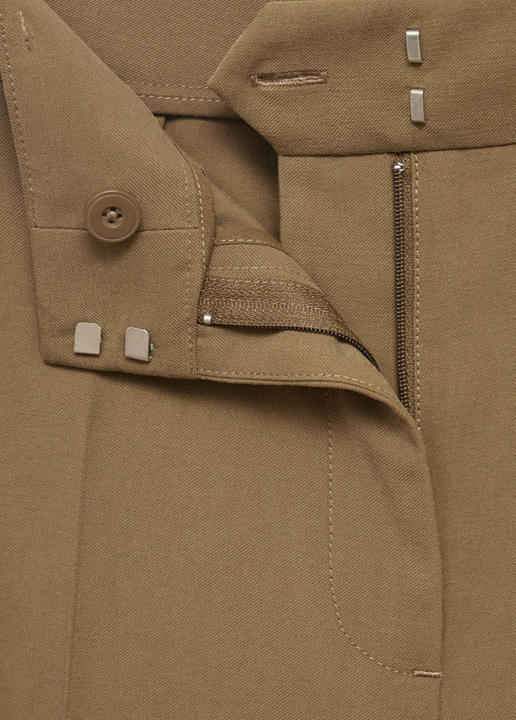 Straight mid-rise trousers — Khaki