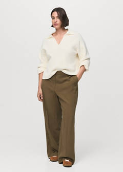 Straight mid-rise trousers — Khaki 5