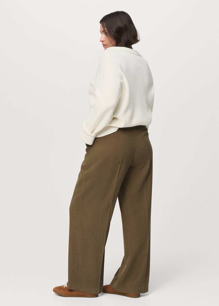 Straight mid-rise trousers — Khaki