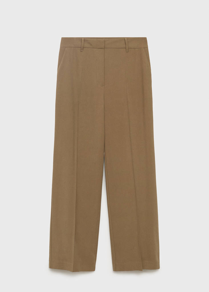 Straight mid-rise trousers — Khaki