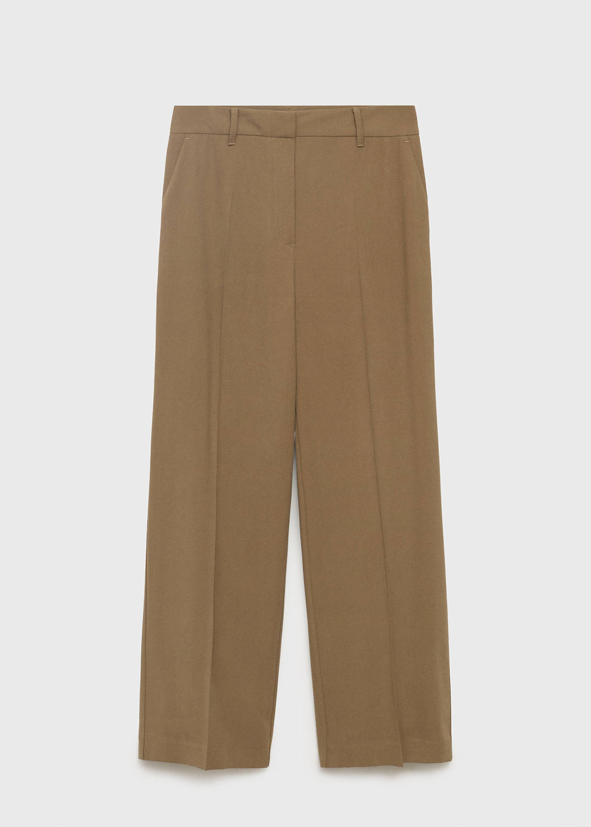 Straight mid-rise trousers — Khaki