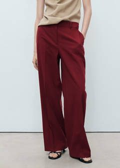 Straight mid-rise trousers — Maroon 1