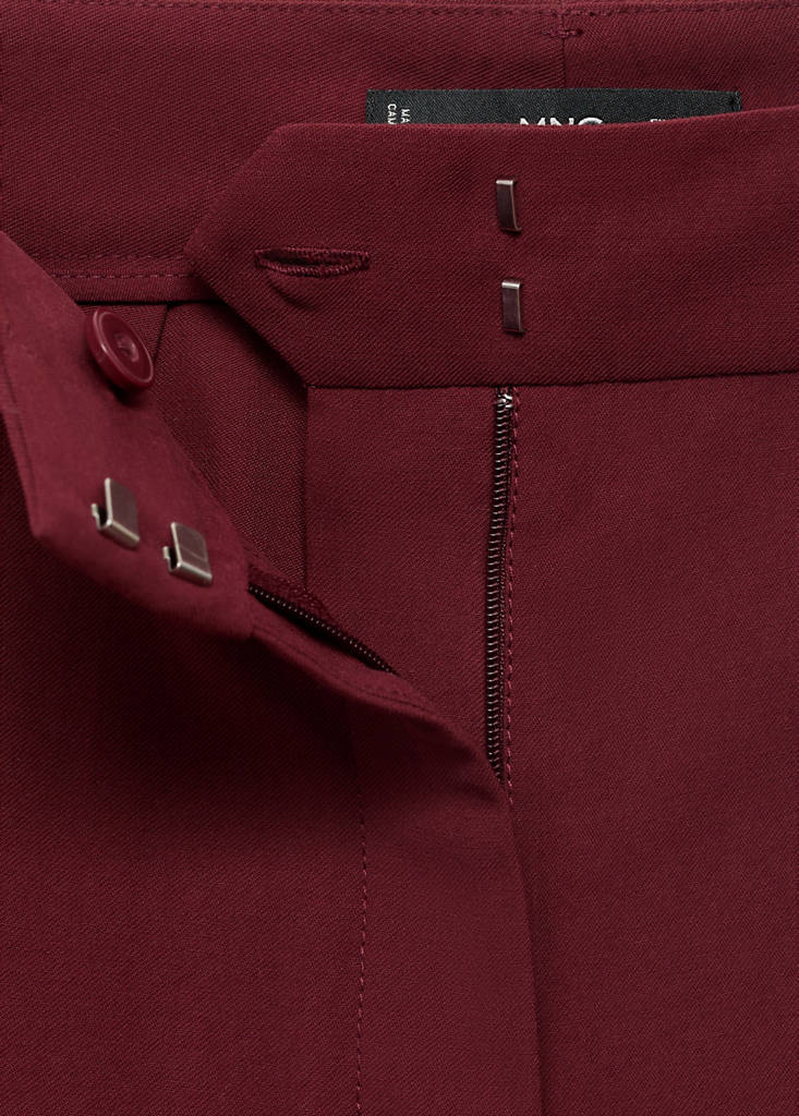 Straight mid-rise trousers — Maroon