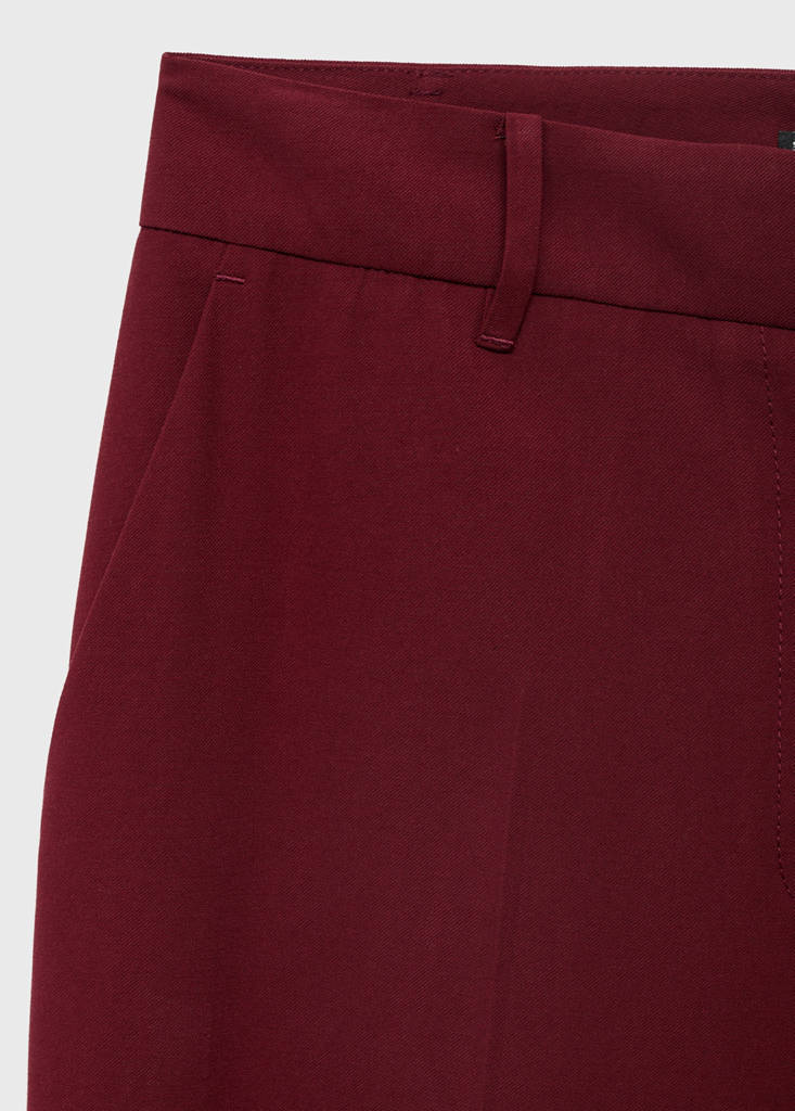 Straight mid-rise trousers — Maroon