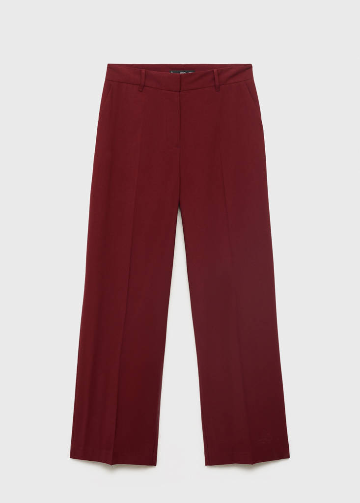 Straight mid-rise trousers — Maroon