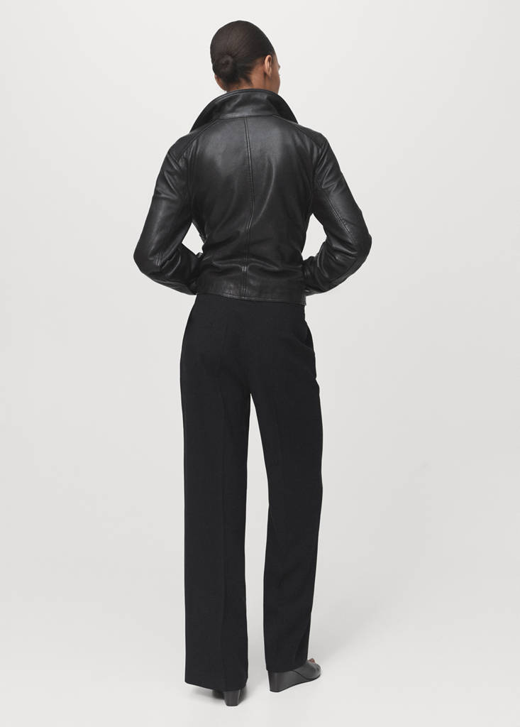 Straight mid-rise trousers — Black