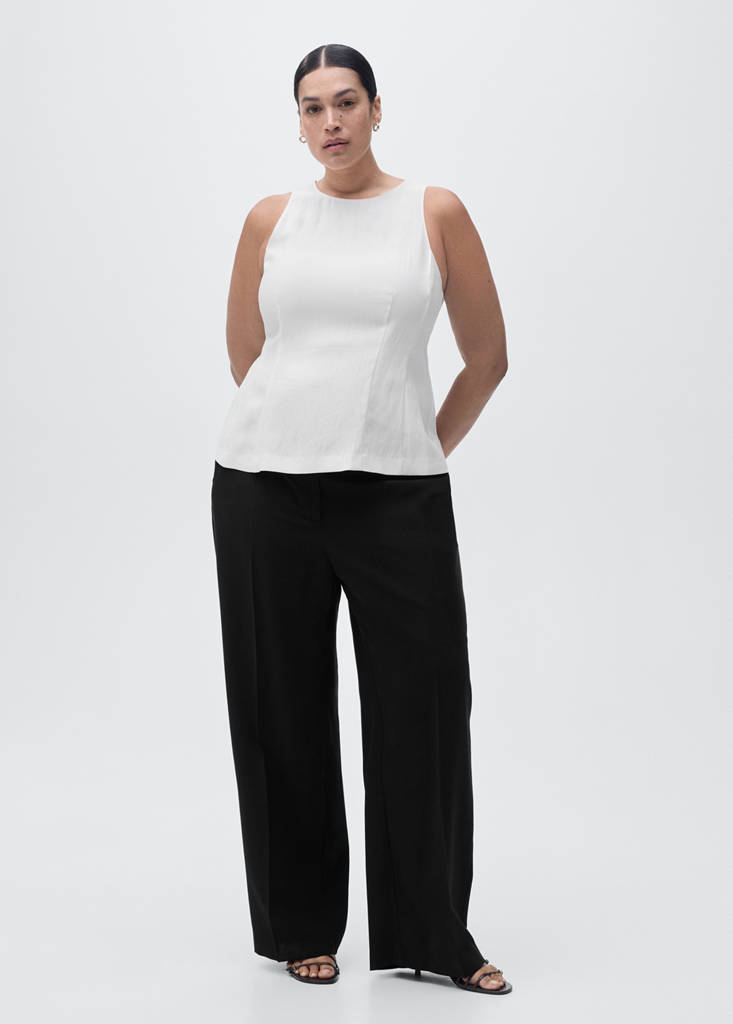 Straight mid-rise trousers — Black