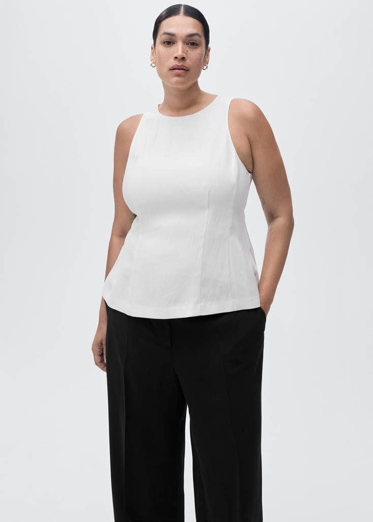 Straight mid-rise trousers — Black