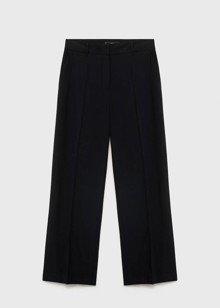 Straight mid-rise trousers — Black