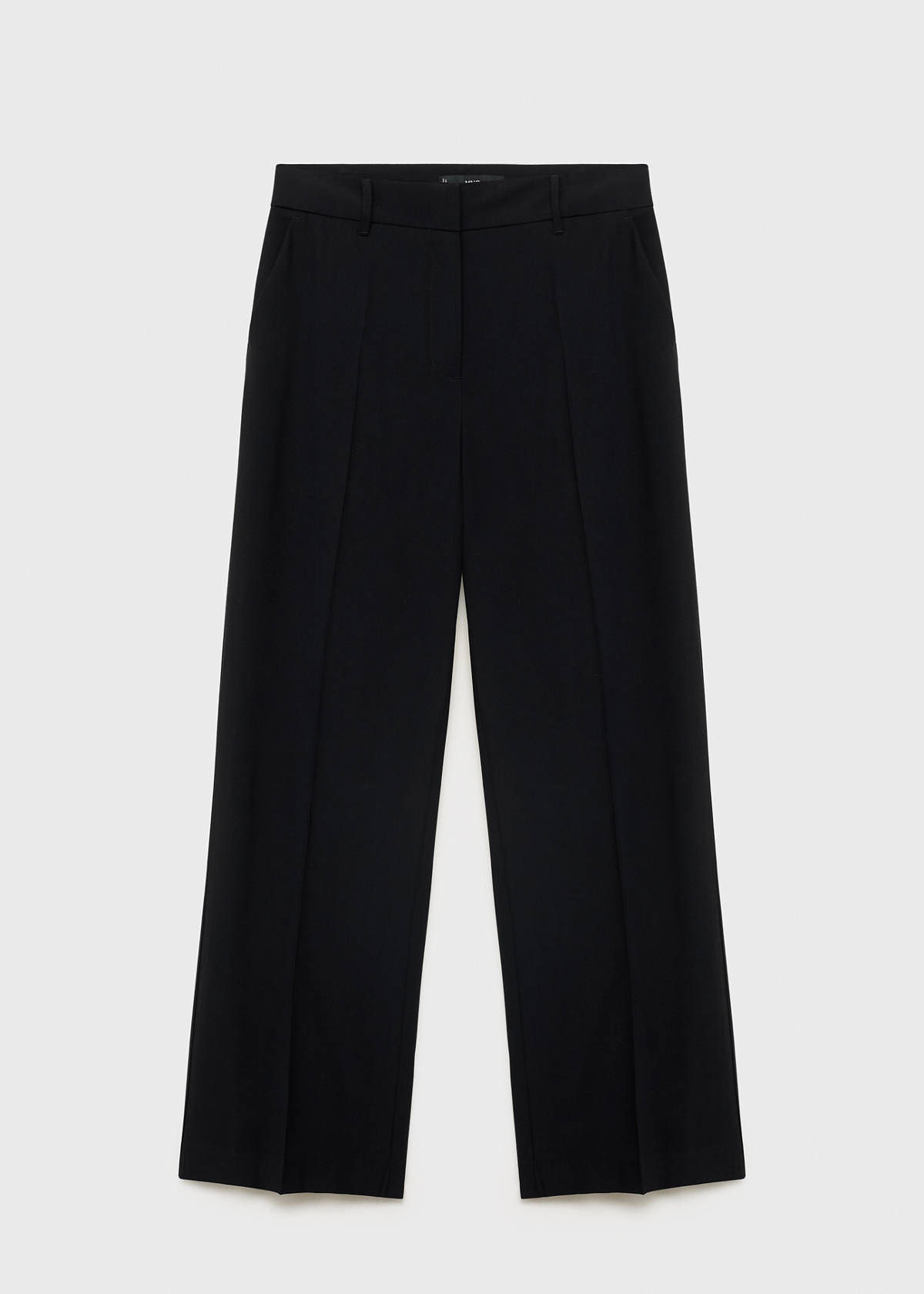 Straight mid-rise trousers — Black