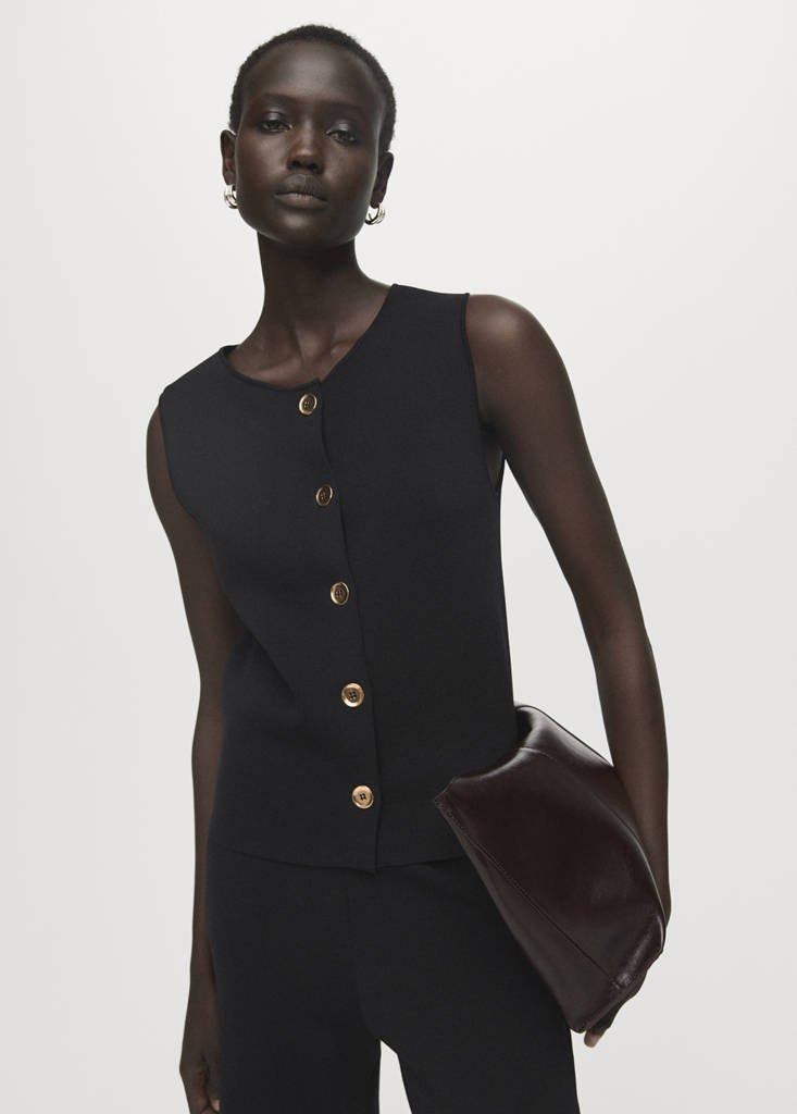 Fine-knit gilet — Black