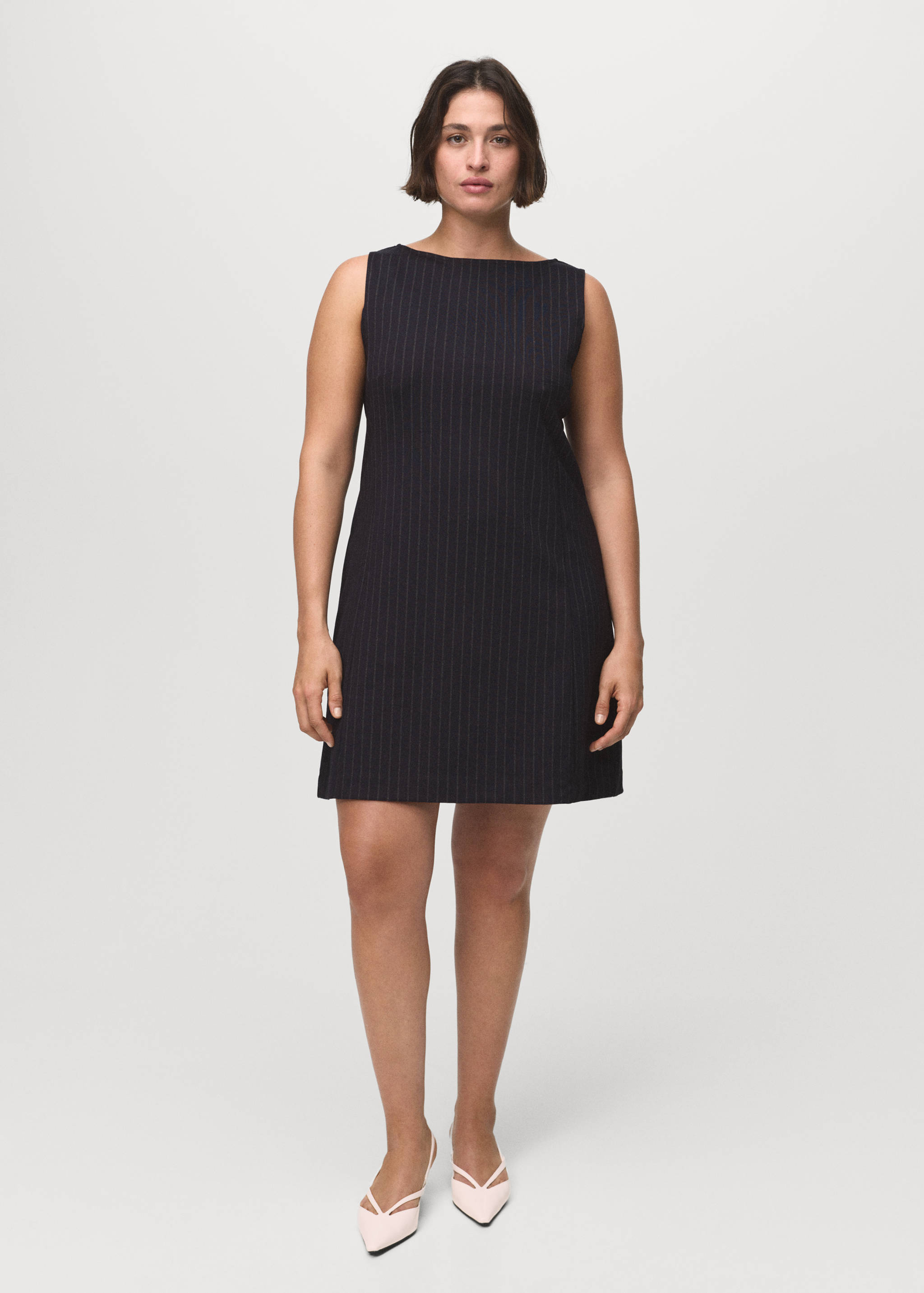 Boat-neck pinstripe dress - Details of the article 3