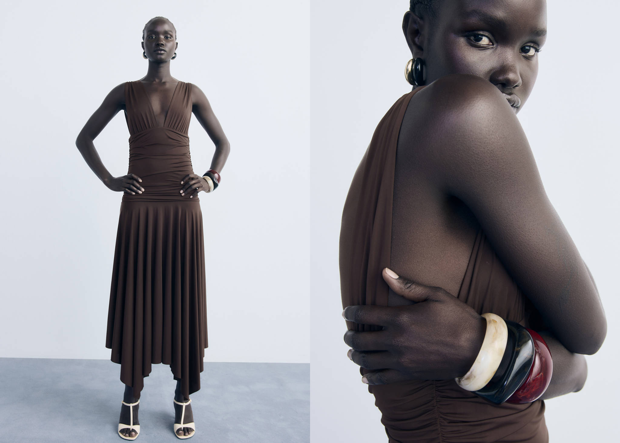 Long dress with contrasting design - Panoramic plane