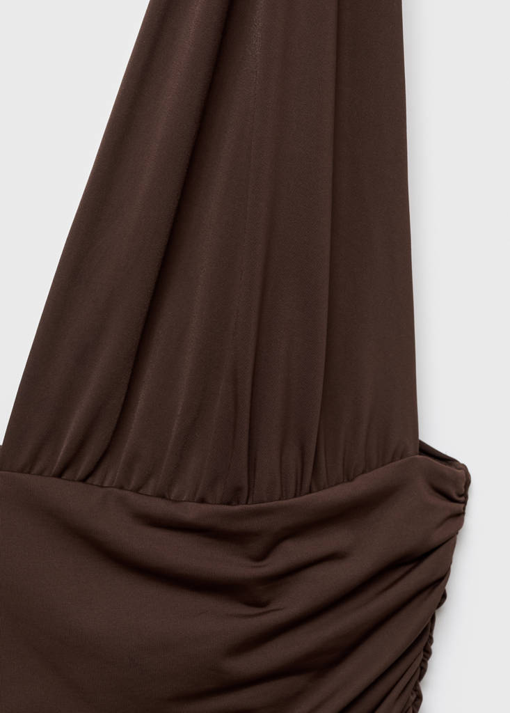 Long dress with contrasting design — Brown