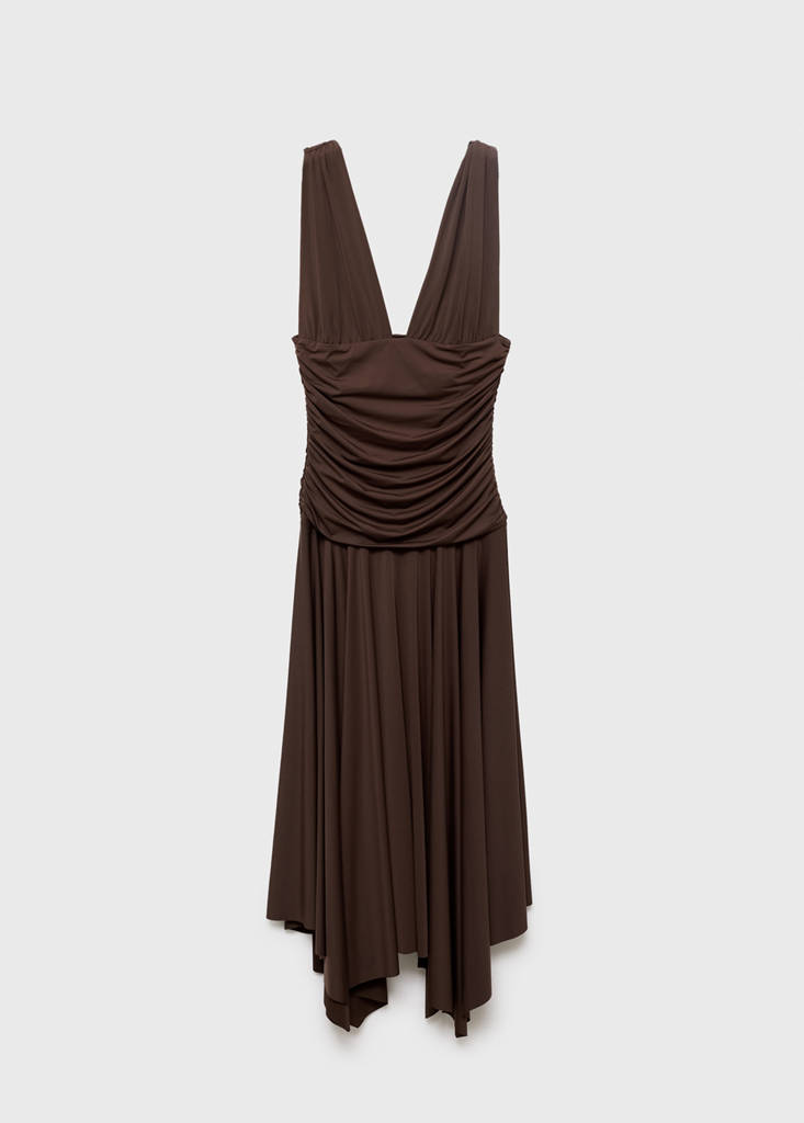 Long dress with contrasting design — Brown