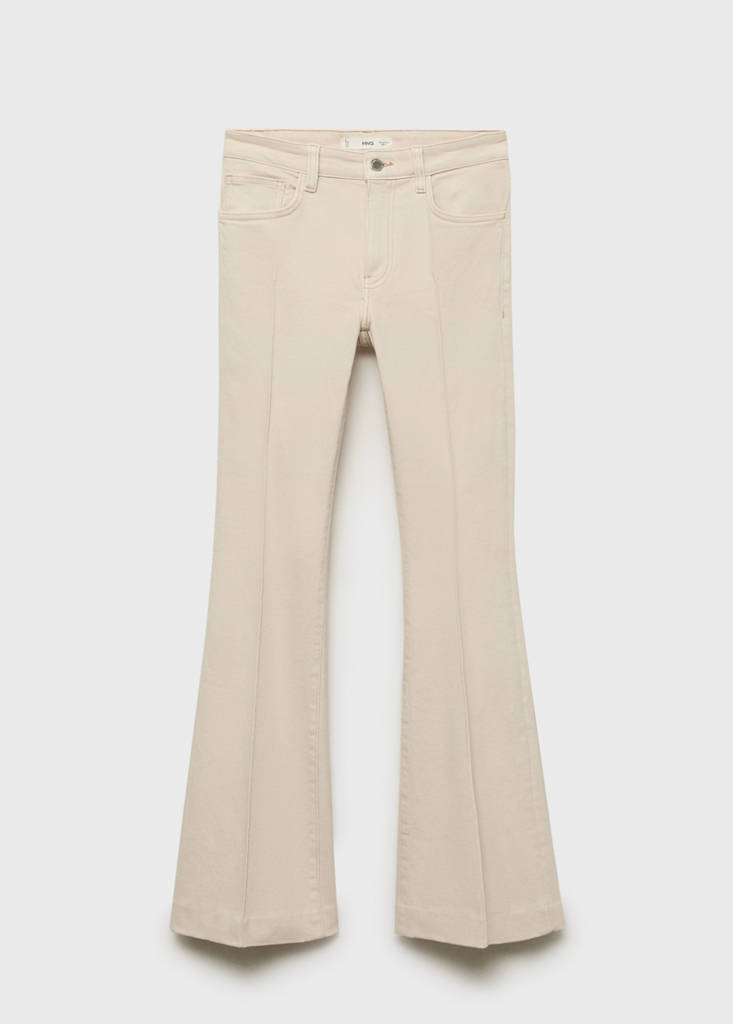 Mid-rise flared jeans — Ecru