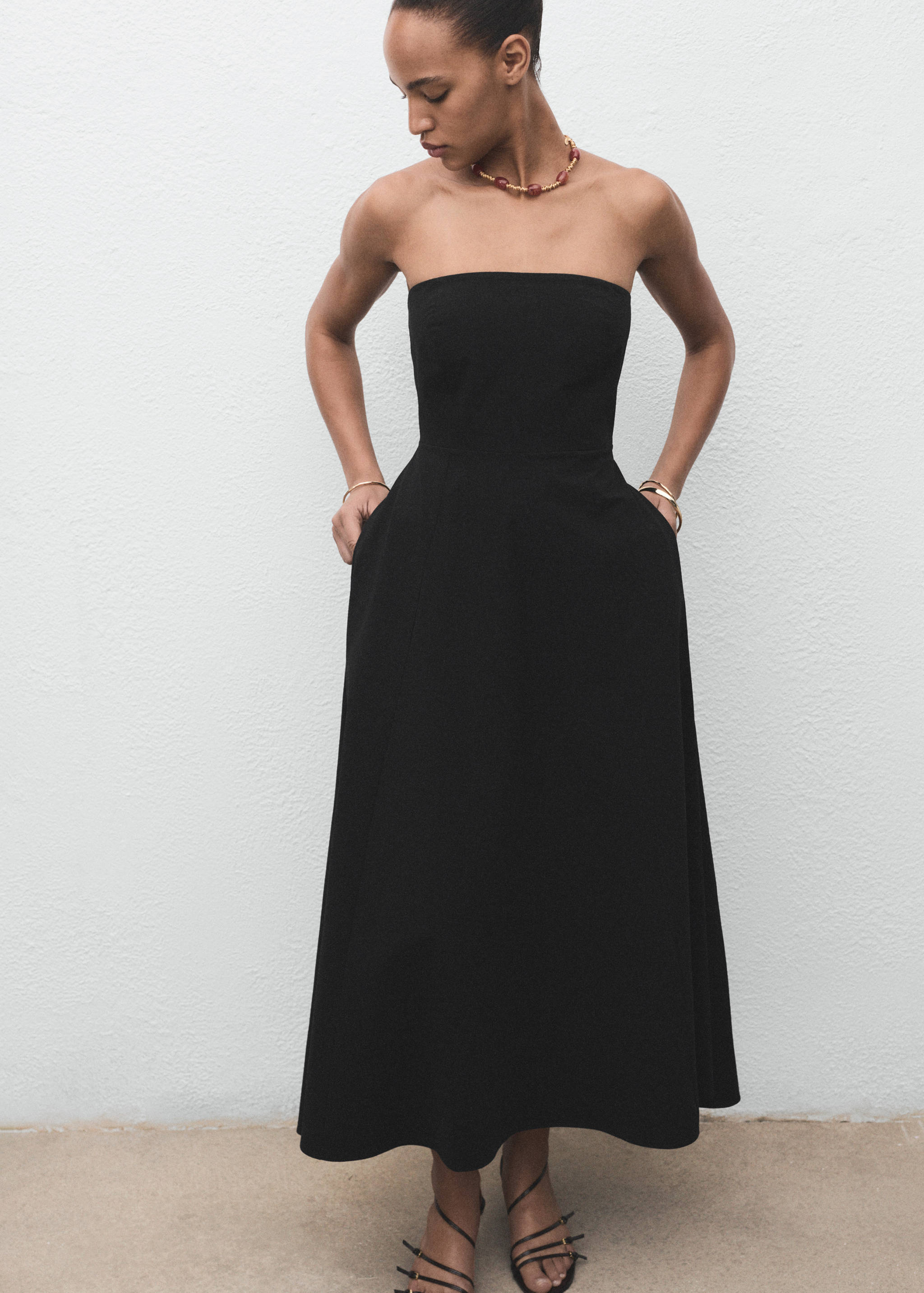 Στράπλες μακρύ φόρεμα - Λεπτομέρεια του προϊόντος 1