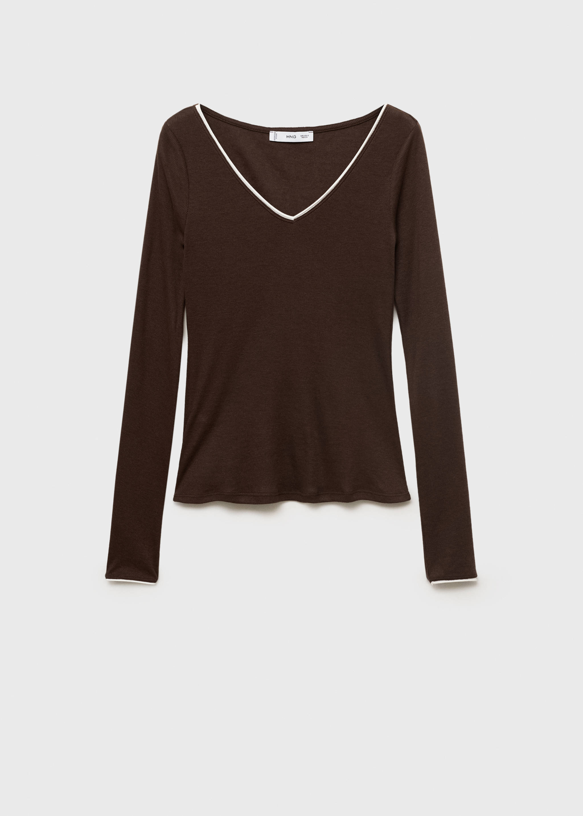 V-neck combined-fabric t-shirt - Article without model