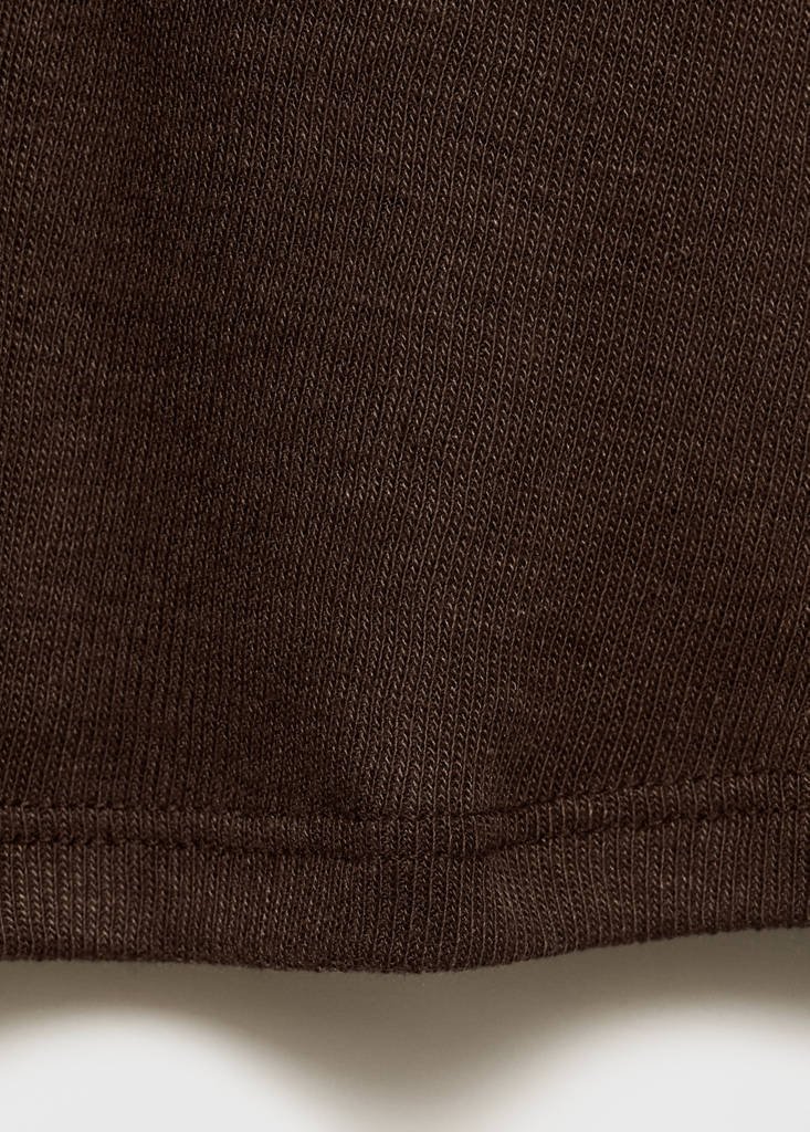 V-neck combined-fabric t-shirt — Brown