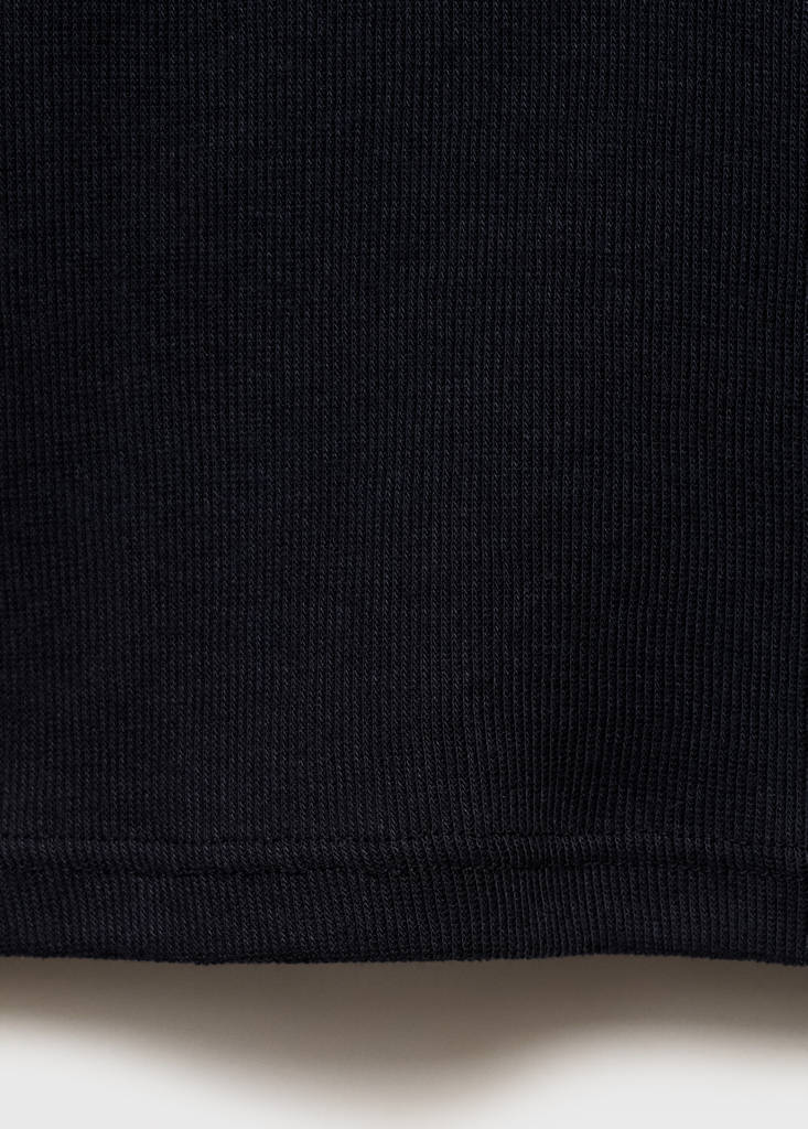 V-neck combined-fabric t-shirt — Dark Navy