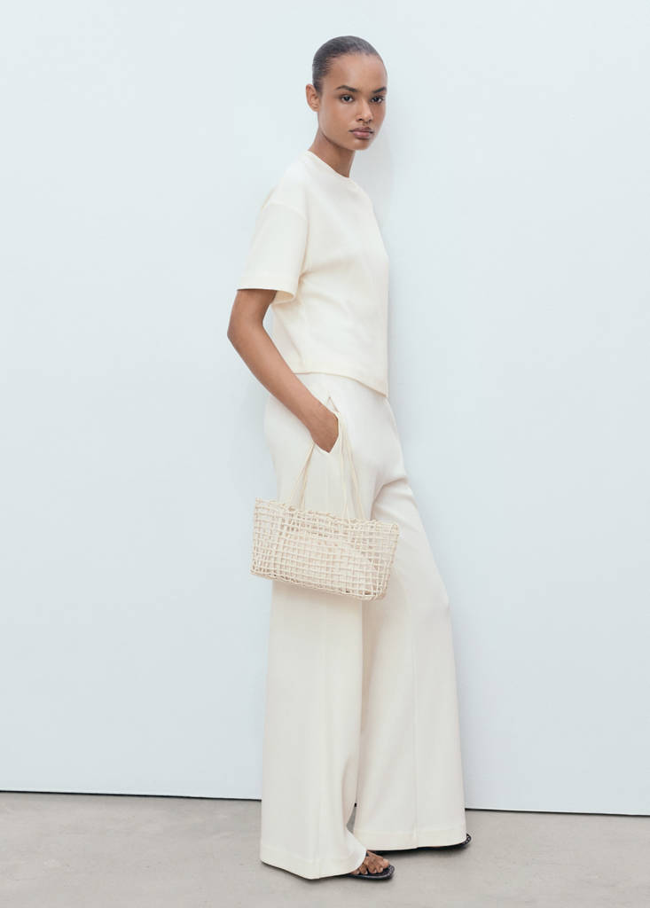 Straight-fit cotton trousers — Ecru