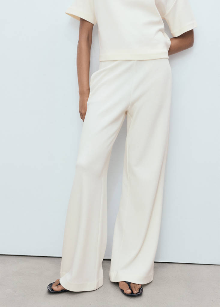 Straight-fit cotton trousers — Ecru