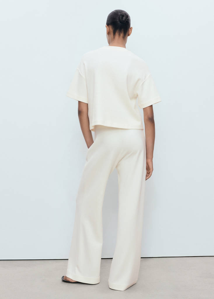 Straight-fit cotton trousers — Ecru