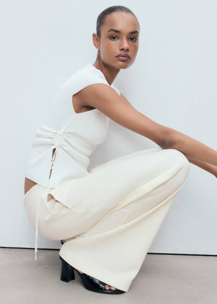 Straight-fit cotton trousers — Ecru