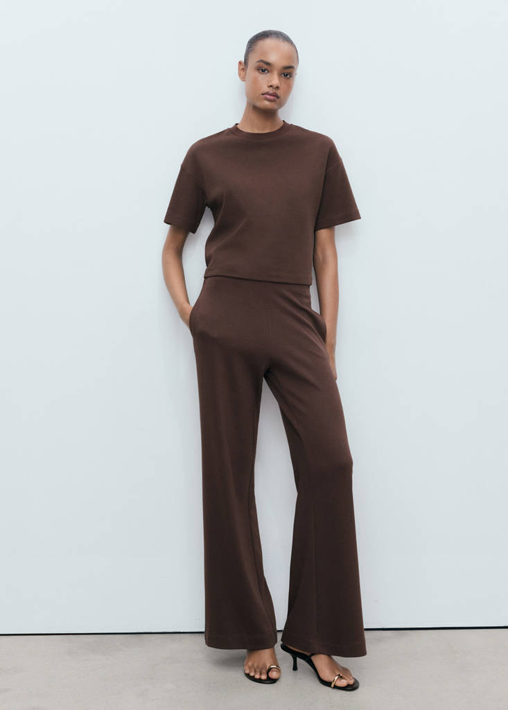 Straight-fit cotton trousers — Brown